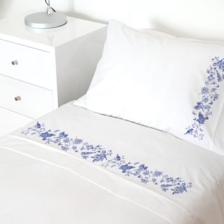 SET SÁBANAS TUYO PRINT PORCELANA 1 PLAZA 200 HILOS ALGODÓN BLANCO ESTAMPADO - 1