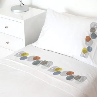 SET SÁBANAS TUYO PRINT LUZ LUNA 1 PLAZA 200 HILOS ALGODÓN BLANCO ESTAMPADO - 1