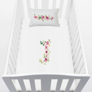 CUBREPLUMÓN TUYO PRINT COLECHO LETRAS VINTAGE J ALGODÓN BLANCO MOISÉS - 1