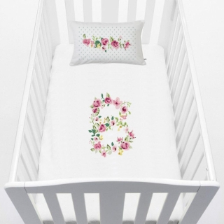 CUBREPLUMÓN TUYO PRINT LETRAS VINTAGE B CUNA ALGODÓN BLANCO - 1