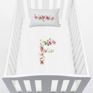 CUBREPLUMÓN TUYO PRINT LETRAS VINTAGE F CUNA ALGODÓN BLANCO - 1