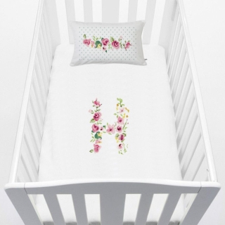 CUBREPLUMÓN TUYO PRINT LETRAS VINTAGE H CUNA ALGODÓN BLANCO - 1