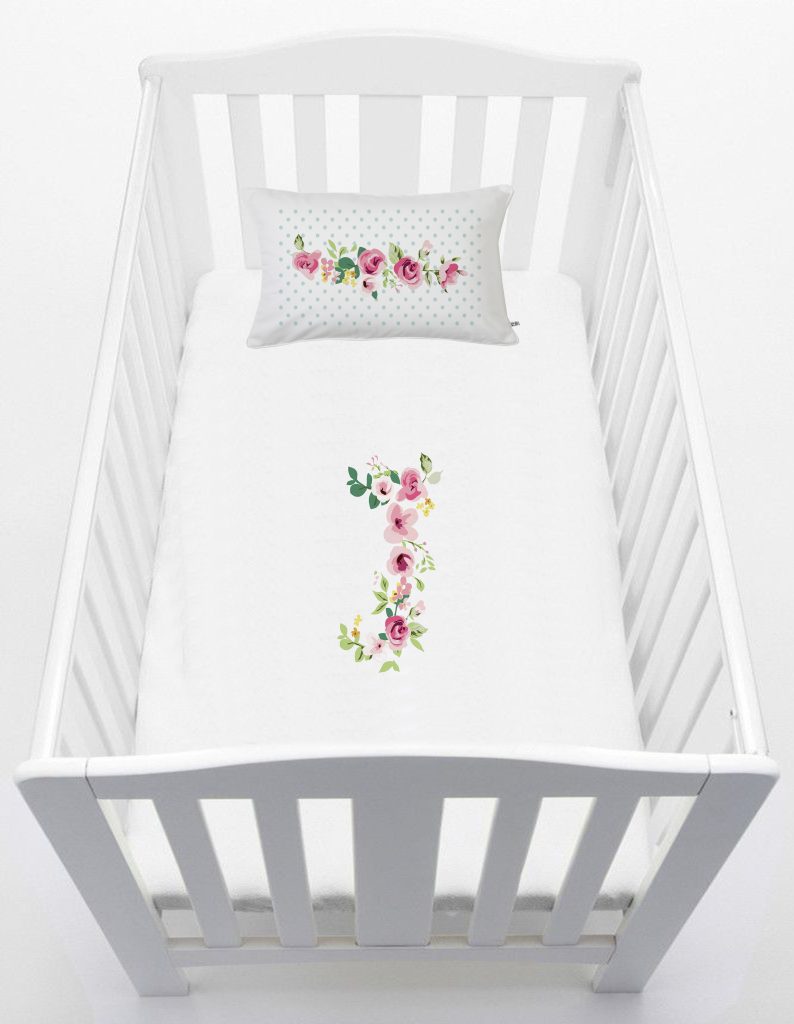 CUBREPLUMÓN TUYO PRINT LETRAS VINTAGE J CUNA ALGODÓN BLANCO - 1