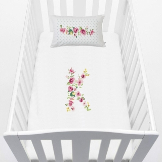 CUBREPLUMÓN TUYO PRINT LETRAS VINTAGE K CUNA ALGODÓN BLANCO - 1