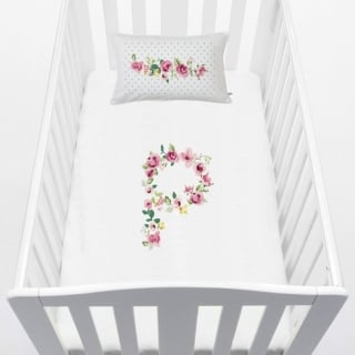 CUBREPLUMÓN TUYO PRINT LETRAS VINTAGE P CUNA ALGODÓN BLANCO - 1