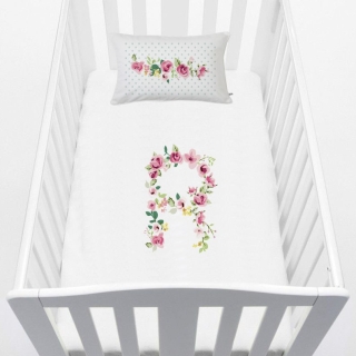 CUBREPLUMÓN TUYO PRINT LETRAS VINTAGE R CUNA ALGODÓN BLANCO - 1