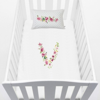CUBREPLUMÓN TUYO PRINT LETRAS VINTAGE V CUNA BLANCO - 1