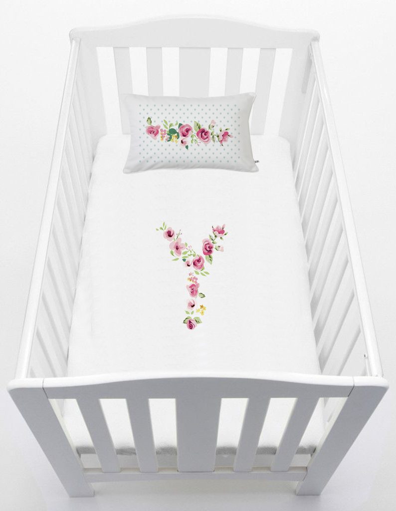 CUBREPLUMÓN TUYO PRINT LETRAS VINTAGE Y CUNA ALGODÓN BLANCO - 1