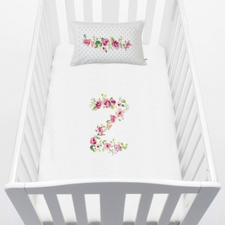 CUBREPLUMÓN TUYO PRINT LETRAS VINTAGE Z CUNA ALGODÓN BLANCO - 1
