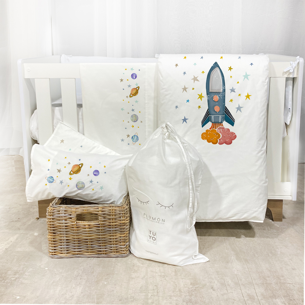 SET MOISÉS TUYO PRINT ESPACIAL ALGODÓN BLANCO - 1