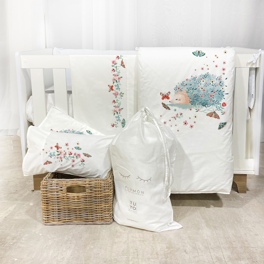 SET MOISÉS TUYO PRINT ERIZO ALGODÓN BLANCO - 1