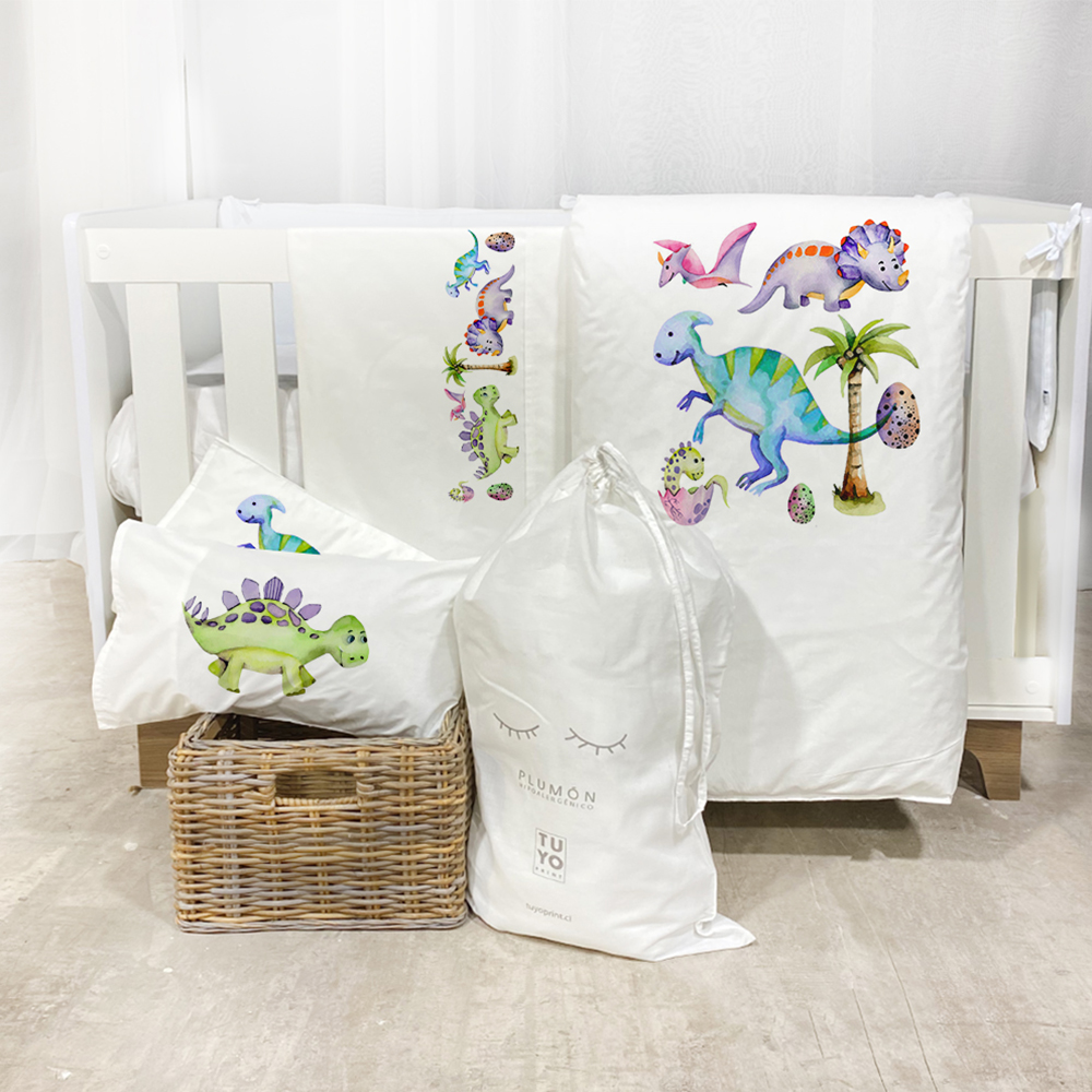 SET MOISÉS TUYO PRINT DINOSAURIO ALGODÓN BLANCO - 1