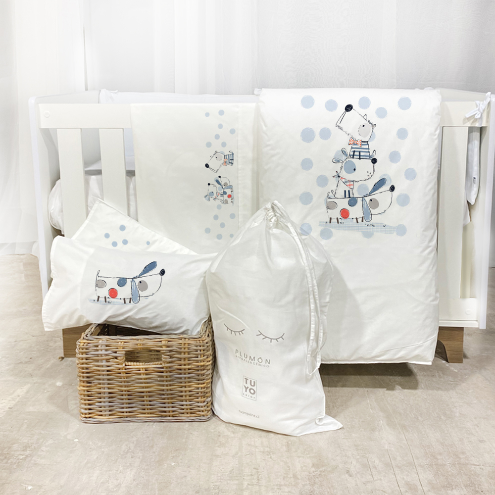 SET MOISÉS TUYO PRINT DOGS ALGODÓN BLANCO - 1