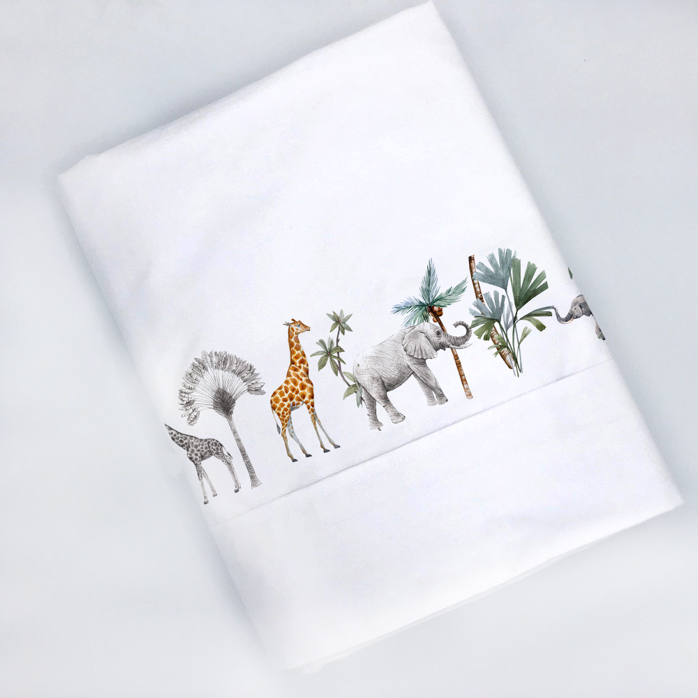 SET SÁBANAS TUYO PRINT AFRICA 1 PLAZA 200 HILOS ALGODÓN BLANCO ESTAMPADO - 2