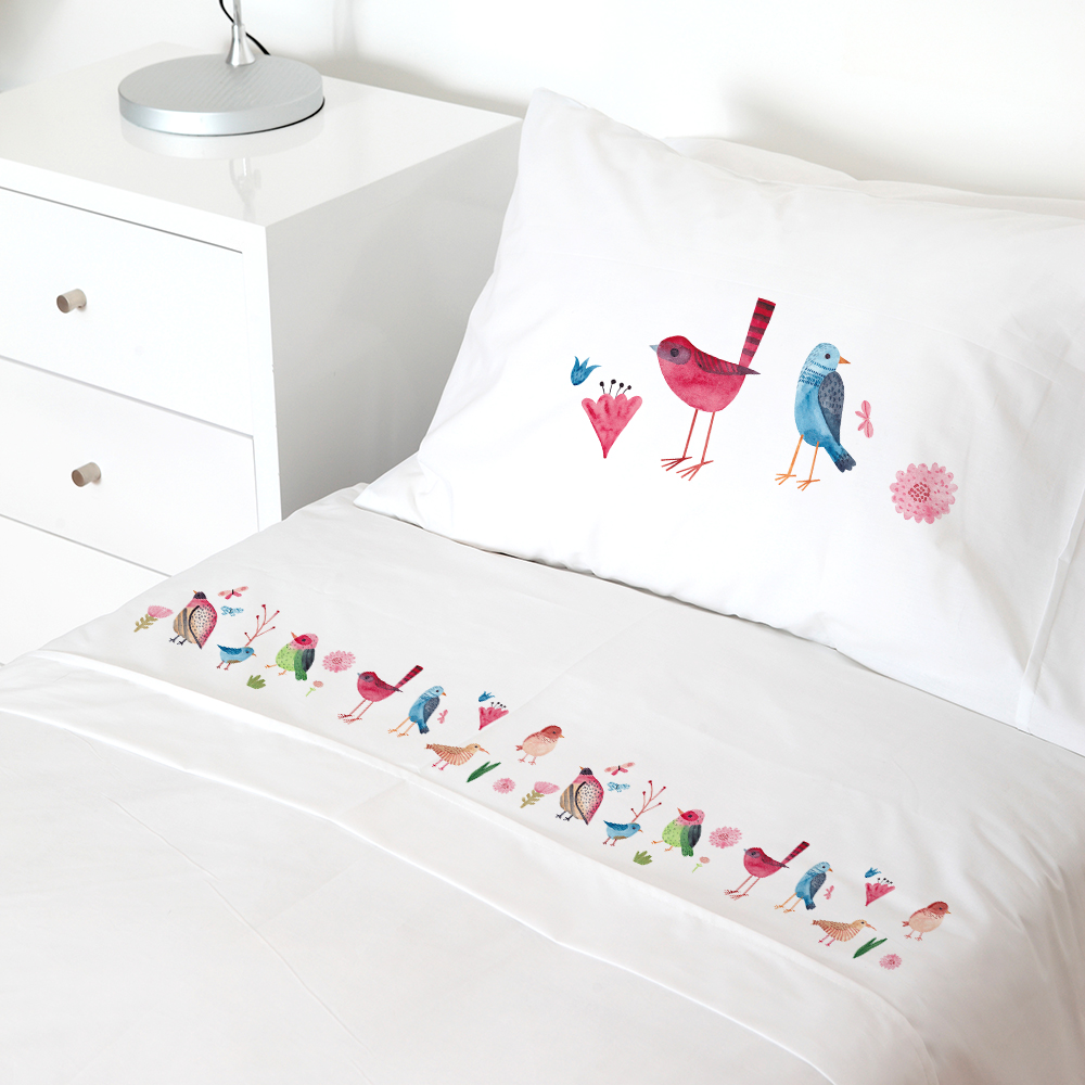 SET SÁBANAS TUYO PRINT SPRING 1 PLAZA 200 HILOS ALGODÓN BLANCO ESTAMPADO - 1
