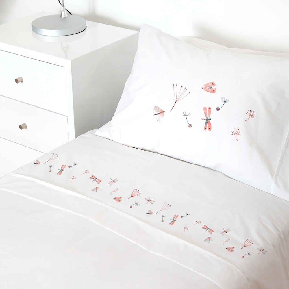SET SÁBANAS TUYO PRINT BRISA 1 PLAZA 200 HILOS ALGODÓN BLANCO ESTAMPADO - 1