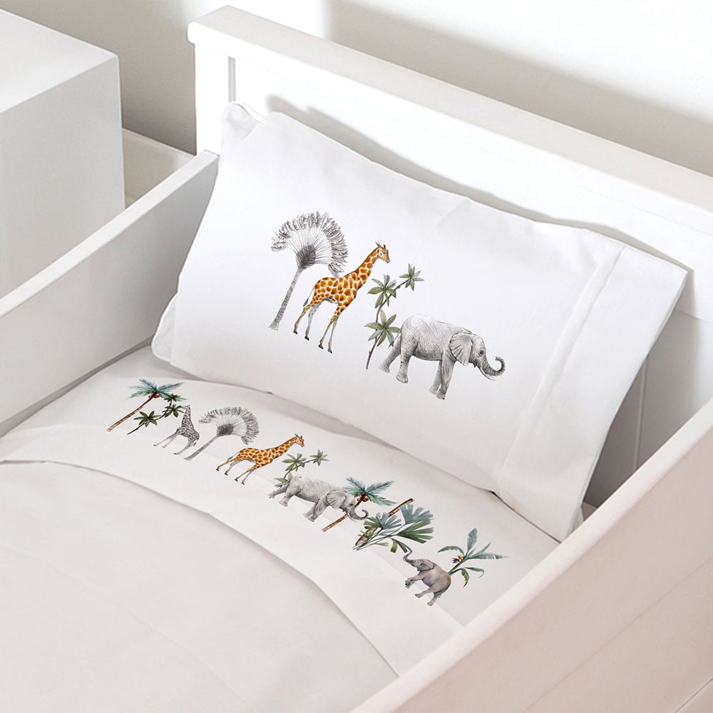 SET SÁBANAS TUYO PRINT AFRICA ALGODÓN BLANCO MOISÉS COLECHO - 1