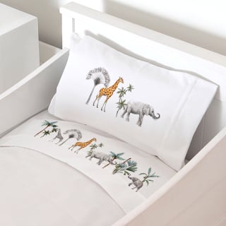 SET SÁBANAS TUYO PRINT AFRICA CUNA ALGODÓN BLANCO - 1
