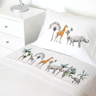SET SÁBANAS TUYO PRINT AFRICA ALGODÓN BLANCO CAMA TRANSICIÓN - 1