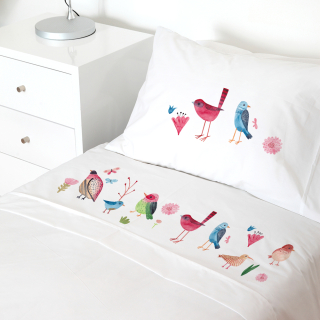 SET SÁBANAS TUYO PRINT SPRING ALGODÓN BLANCO CAMA TRANSICIÓN - 1