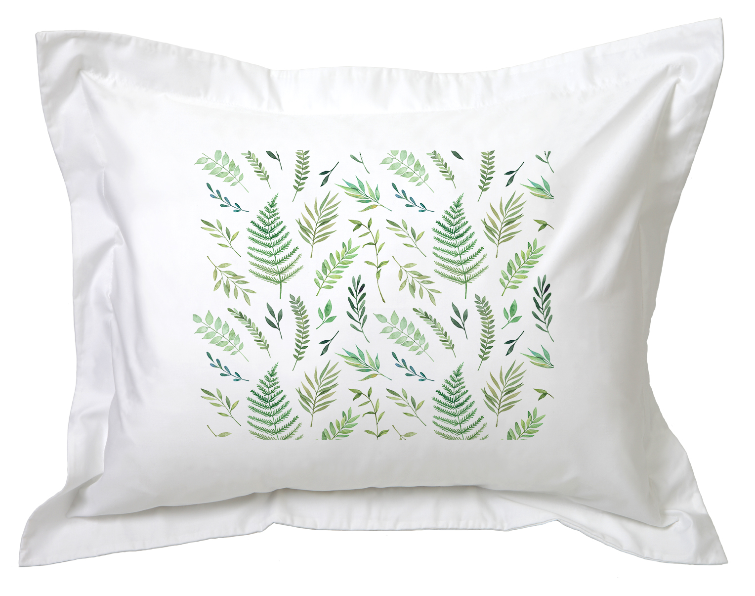 FUNDA TUYO PRINT ALMOHADA HOJAS VERDES 70 X 50 CM ALGODON BLANCO
