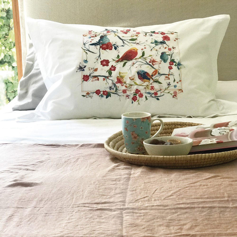 FUNDA TUYO PRINT ALMOHADA PÁJAROS TRAMA 70 X 50 CM ALGODÓN BLANCO - 2