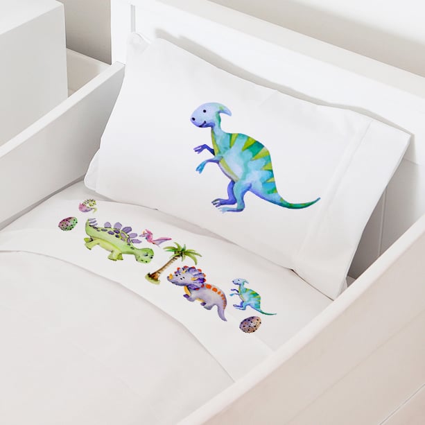 SET SÁBANAS TUYO PRINT DINO ALGODÓN BLANCO PACK & PLAY - 1