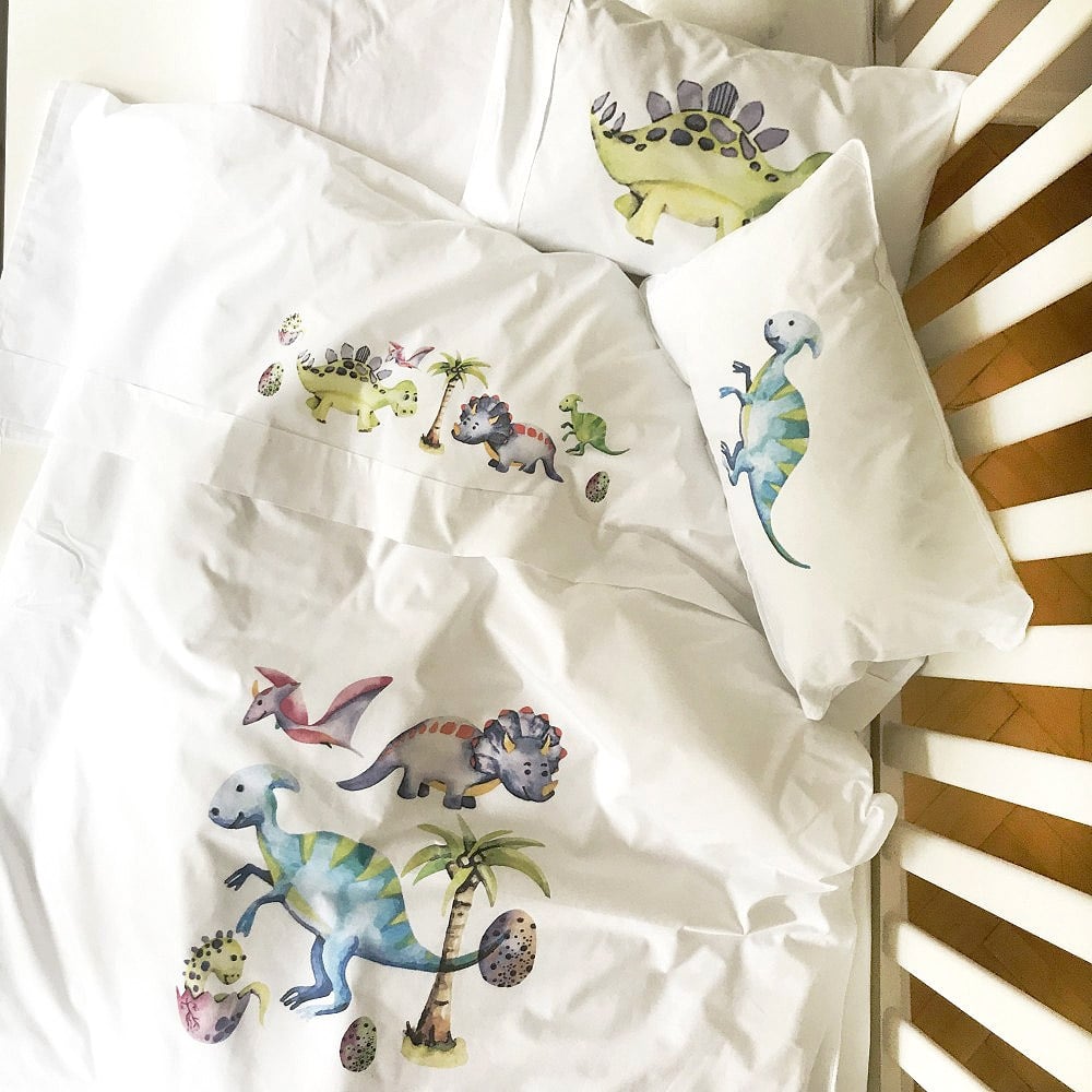 SET SÁBANAS TUYO PRINT DINO ALGODÓN BLANCO PACK & PLAY - 2