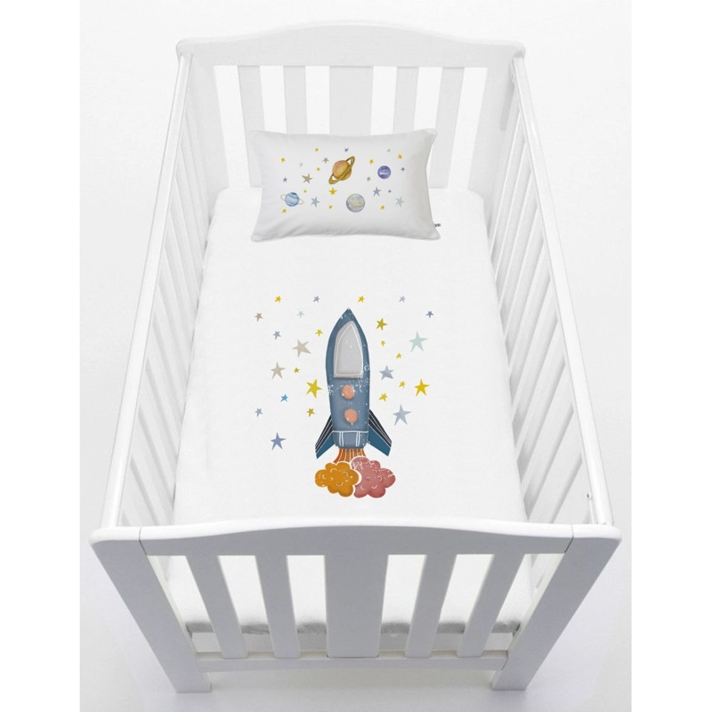 CUBREPLUMÓN TUYO PRINT ESPACIAL CUNA ALGODÓN BLANCO - 1