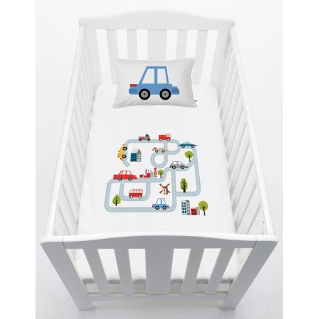 CUBREPLUMÓN TUYO PRINT AUTOPISTA CUNA ALGODÓN BLANCO - 1