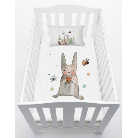 CUBREPLUMÓN TUYO PRINT CONEJITO CUNA ALGODÓN BLANCO - 1