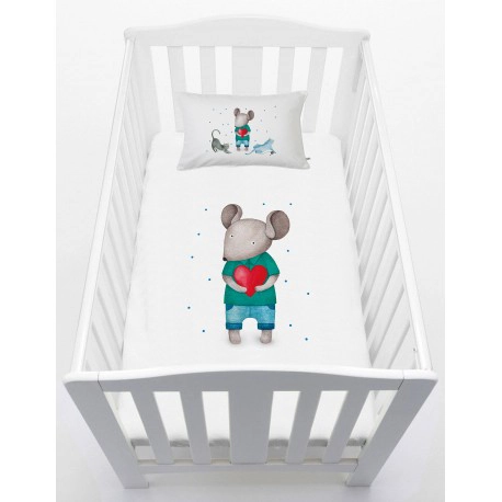 CUBREPLUMÓN TUYO PRINT RATONCITO CUNA ALGODÓN BLANCO - 1