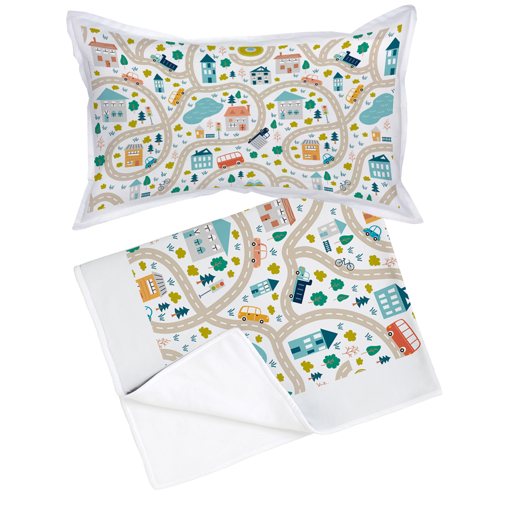 SET TUYO PRINT MANTA + ALMOHADA CITY BLANCO - 1