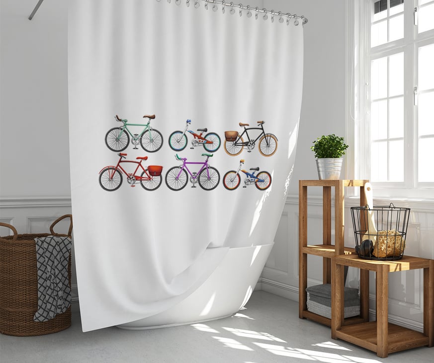 CORTINA DE BAÑO TUYO PRINT BICI COLORES ALGODÓN - 2