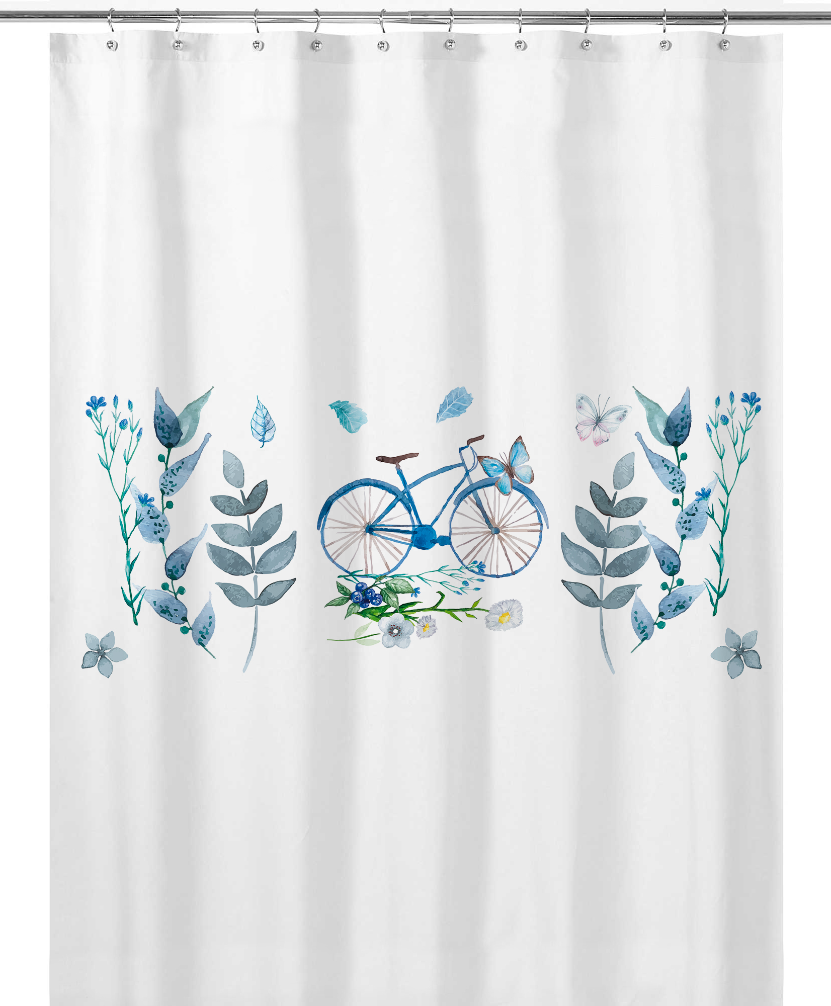 CORTINA DE BAÑO TUYO PRINT BICI AZÚL ALGODÓN - 1