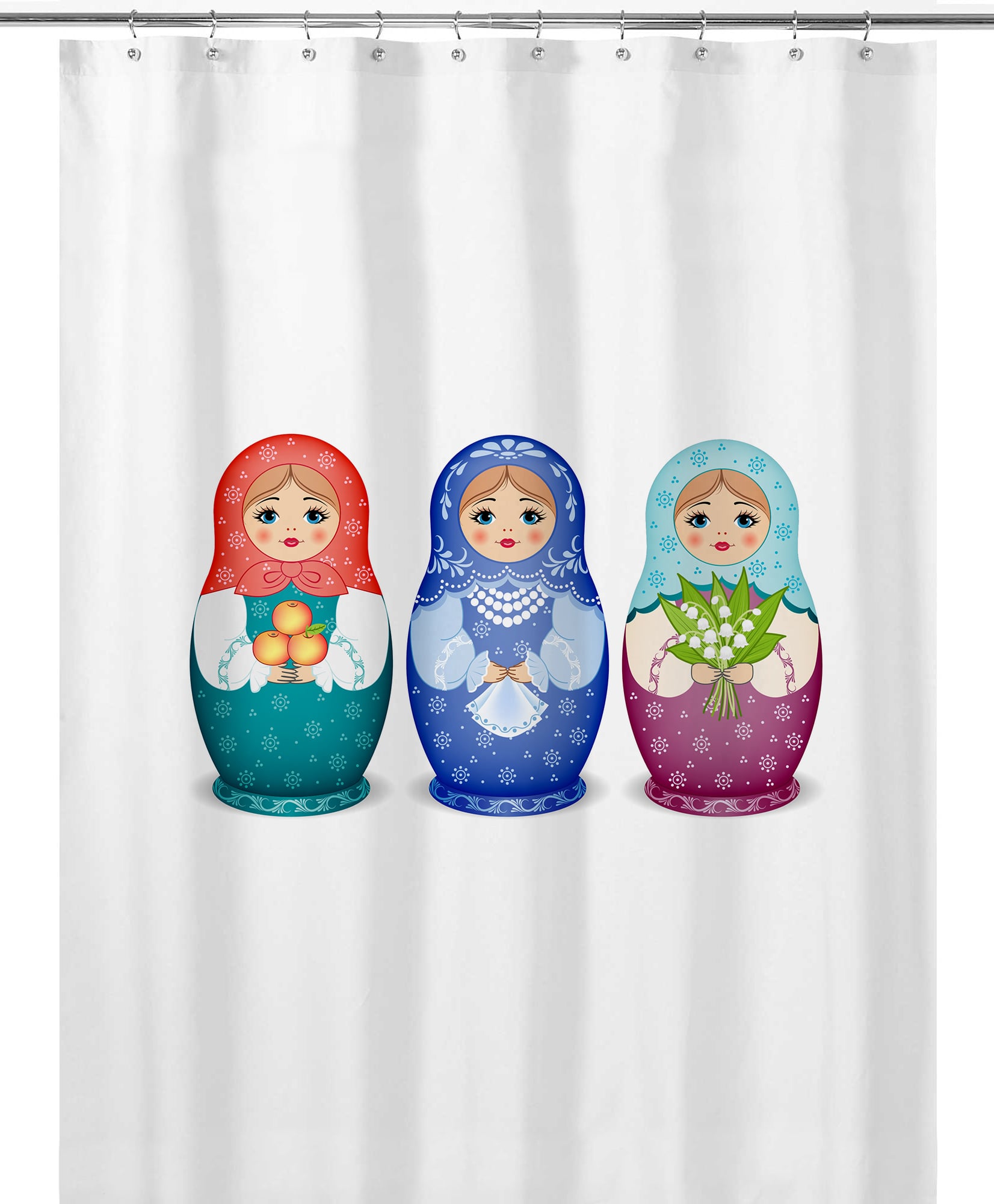 CORTINA DE BAÑO TUYO PRINT MUÑECAS RUSAS ALGODÓN - 1