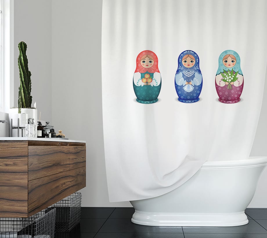 CORTINA DE BAÑO TUYO PRINT MUÑECAS RUSAS ALGODÓN - 2