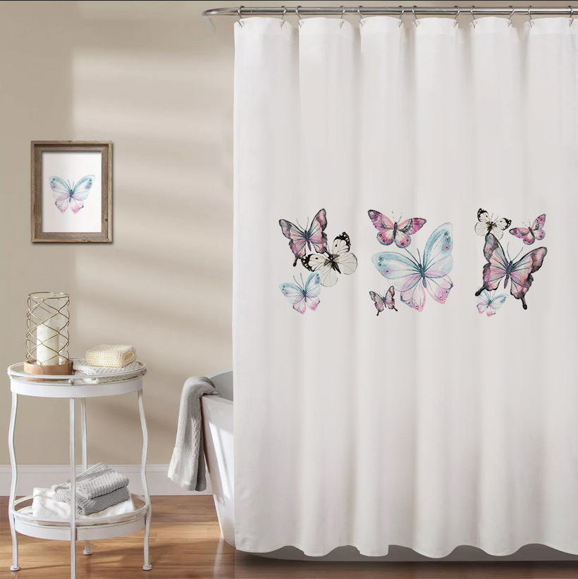 CORTINA DE BAÑO TUYO PRINT MARIPOSAS ALGODÓN - 2