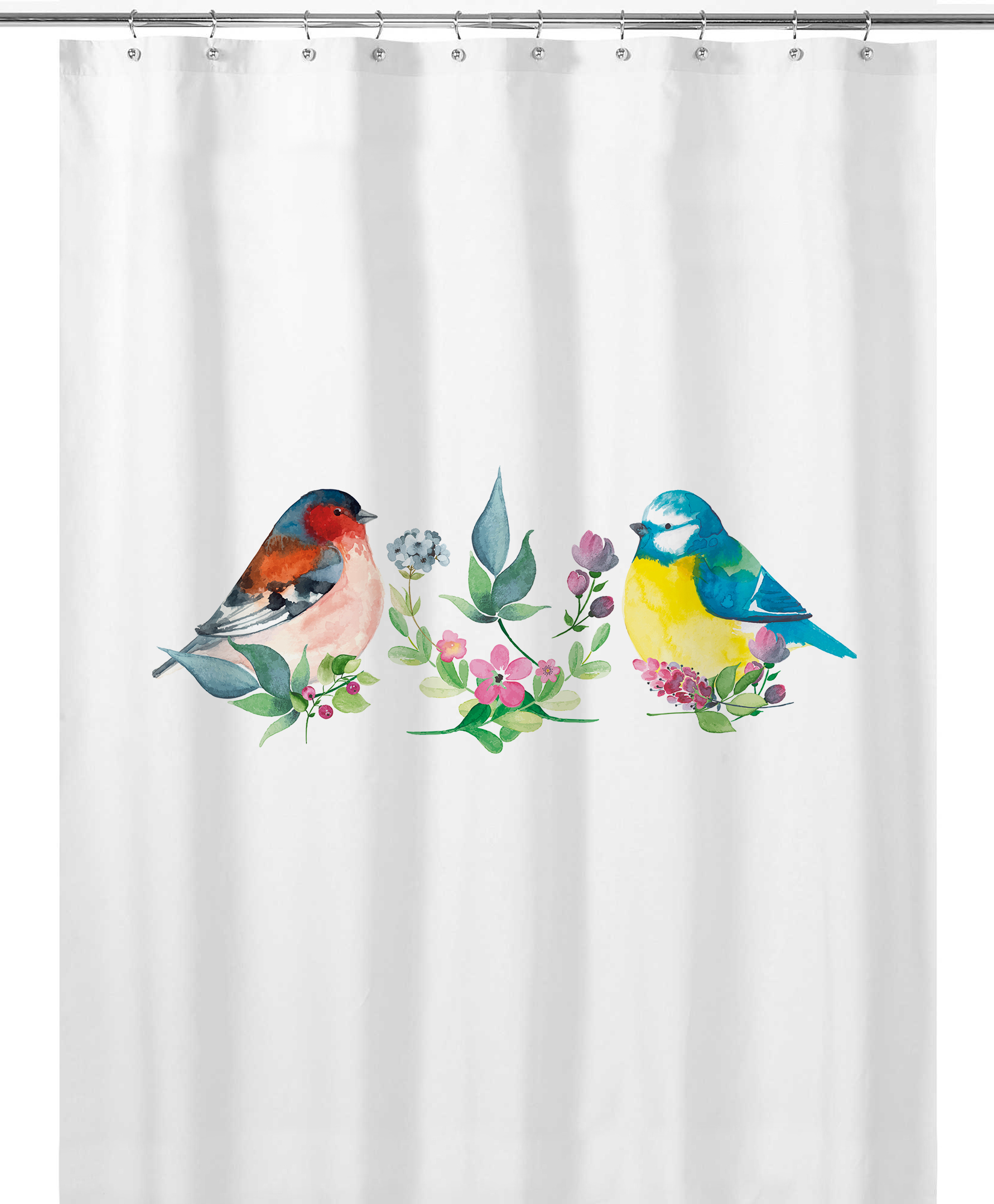 CORTINA DE BAÑO TUYO PRINT PÁJAROS GUATONES ALGODÓN - 1