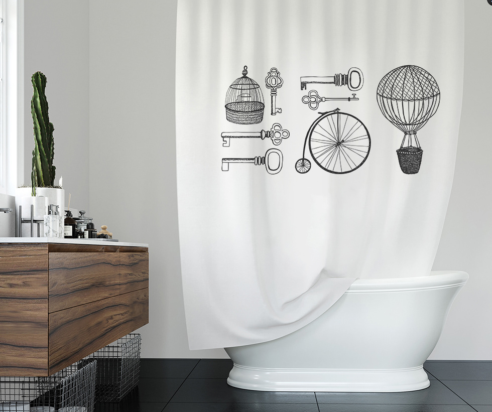 CORTINA DE BAÑO TUYO PRINT RETRO ALGODÓN - 2