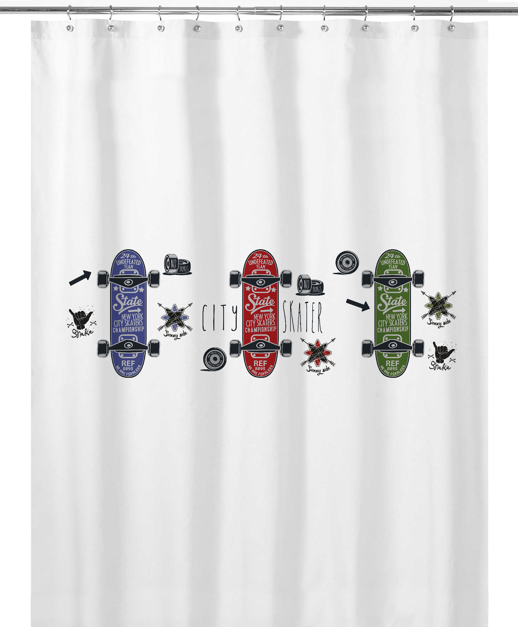 CORTINA DE BAÑO TUYO PRINT SKATE ALGODÓN - 1