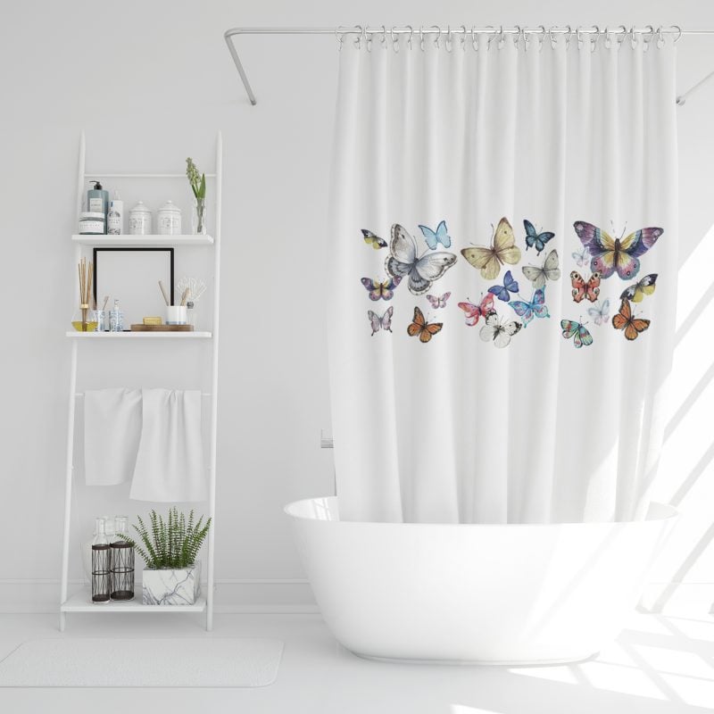 CORTINA DE BAÑO TUYO PRINT MARIPOSAS COLORES ALGODÓN - 2