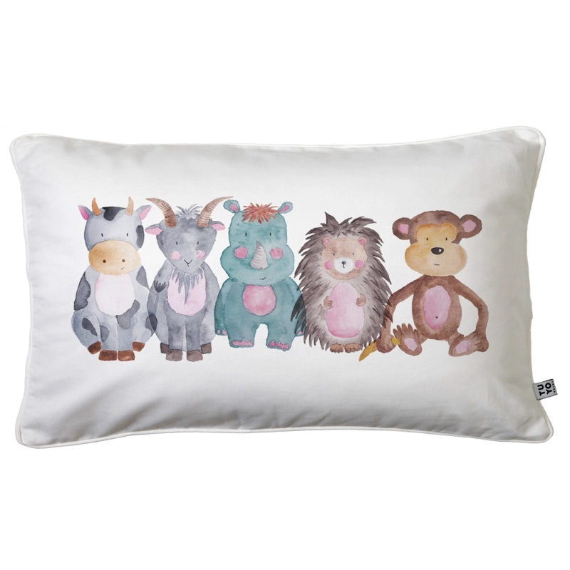 COJÍN TUYO PRINT ANIMALES ACUARELA 50 X 30 CM BLANCO - 1