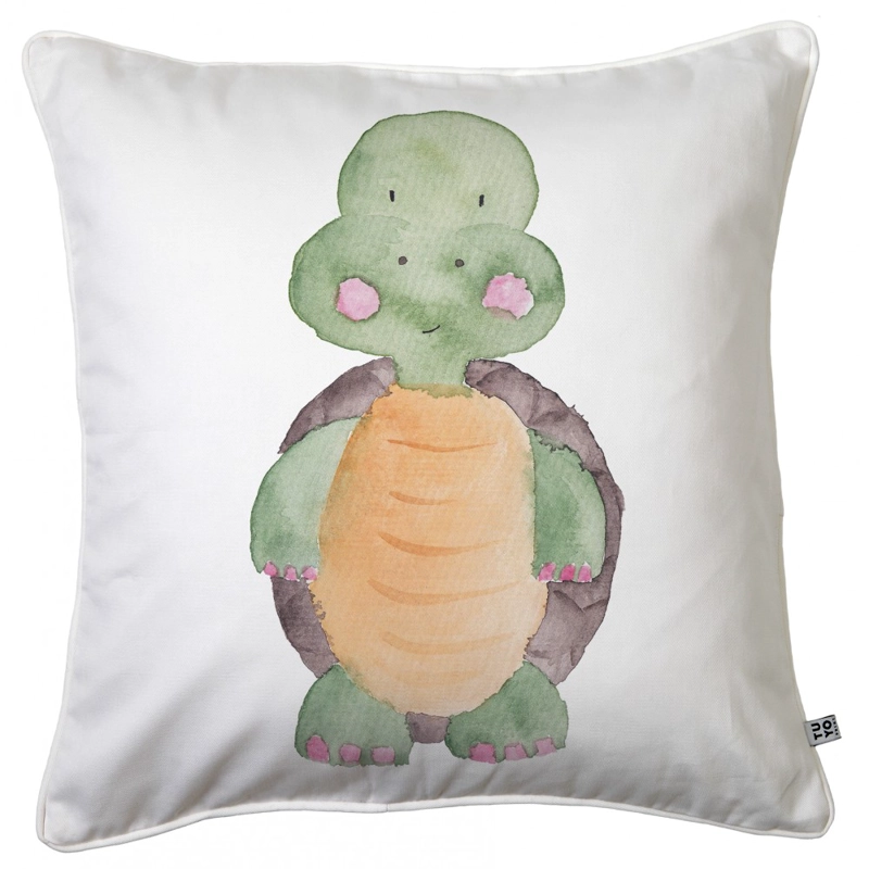 COJÍN TUYO PRINT TORTUGA ACUARELA 45 X 45 CM BLANCO - 1