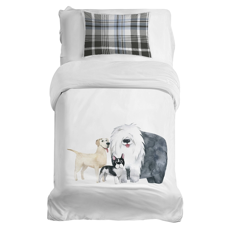 CUBREPLUMÓN TUYO PRINT ALGODÓN BLANCO ESTAMPADO 1.5 PLAZAS PERROS - 1