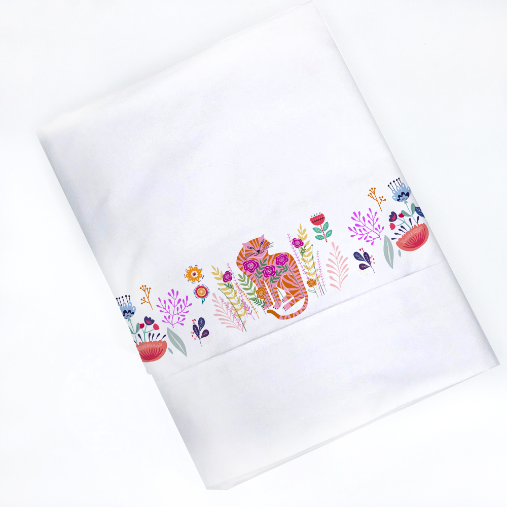 SET SÁBANAS TUYO PRINT WILD CAT 1 PLAZA ALGODÓN BLANCO ESTAMPADO - 4