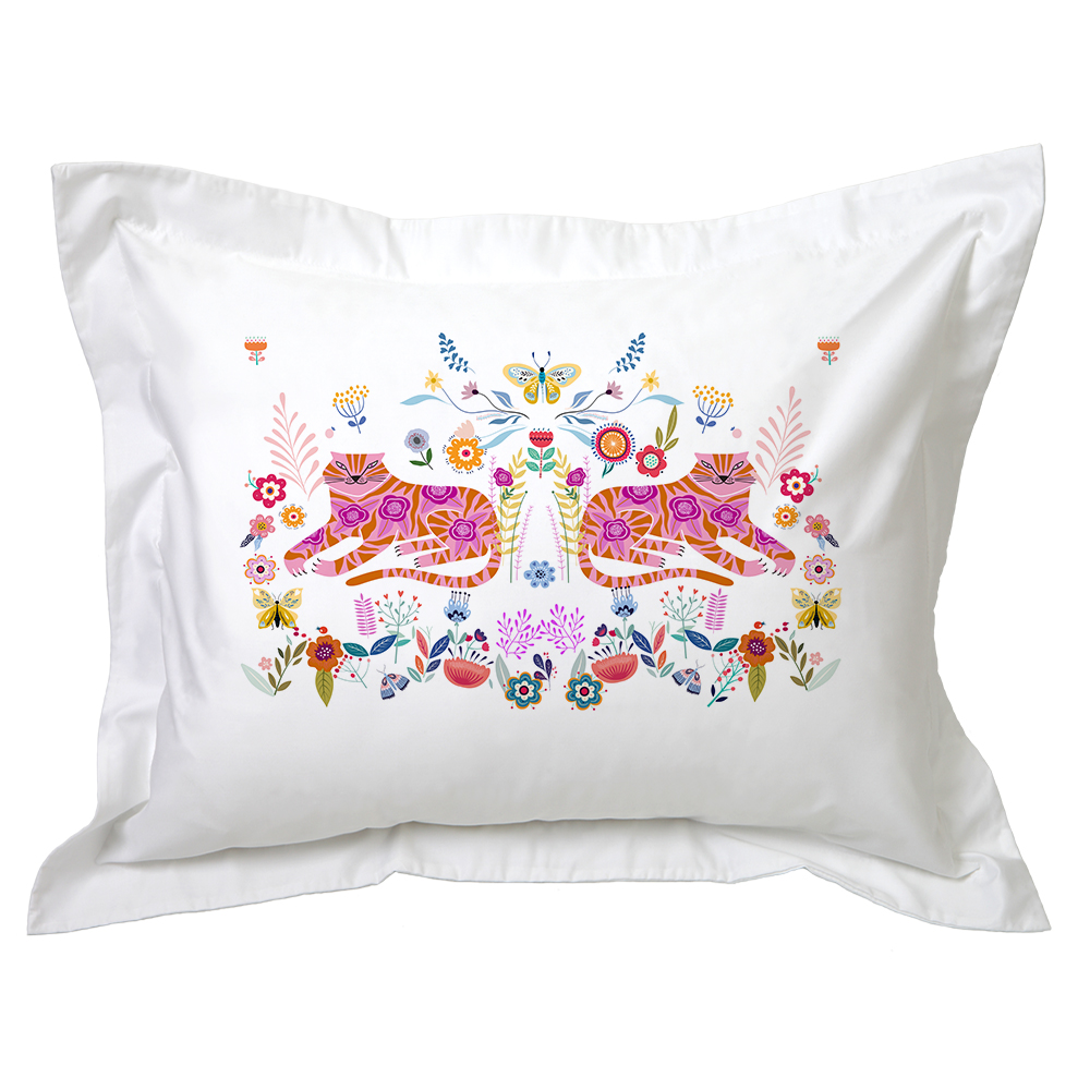 FUNDA TUYO PRINT ALMOHADA WILD CAT 70 X 50 CM ALGODÓN BLANCO - 1
