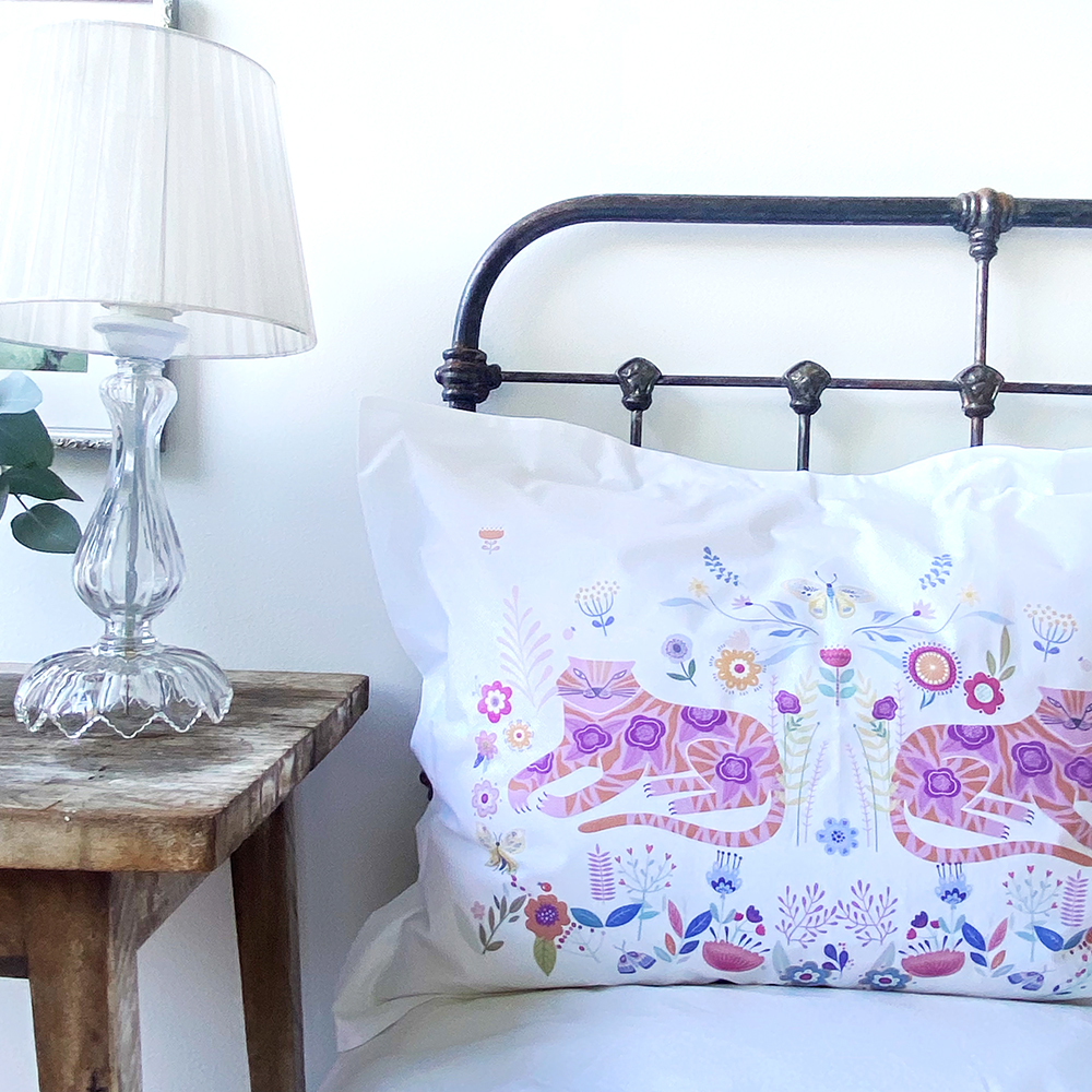 FUNDA TUYO PRINT ALMOHADA WILD CAT 70 X 50 CM ALGODÓN BLANCO - 2