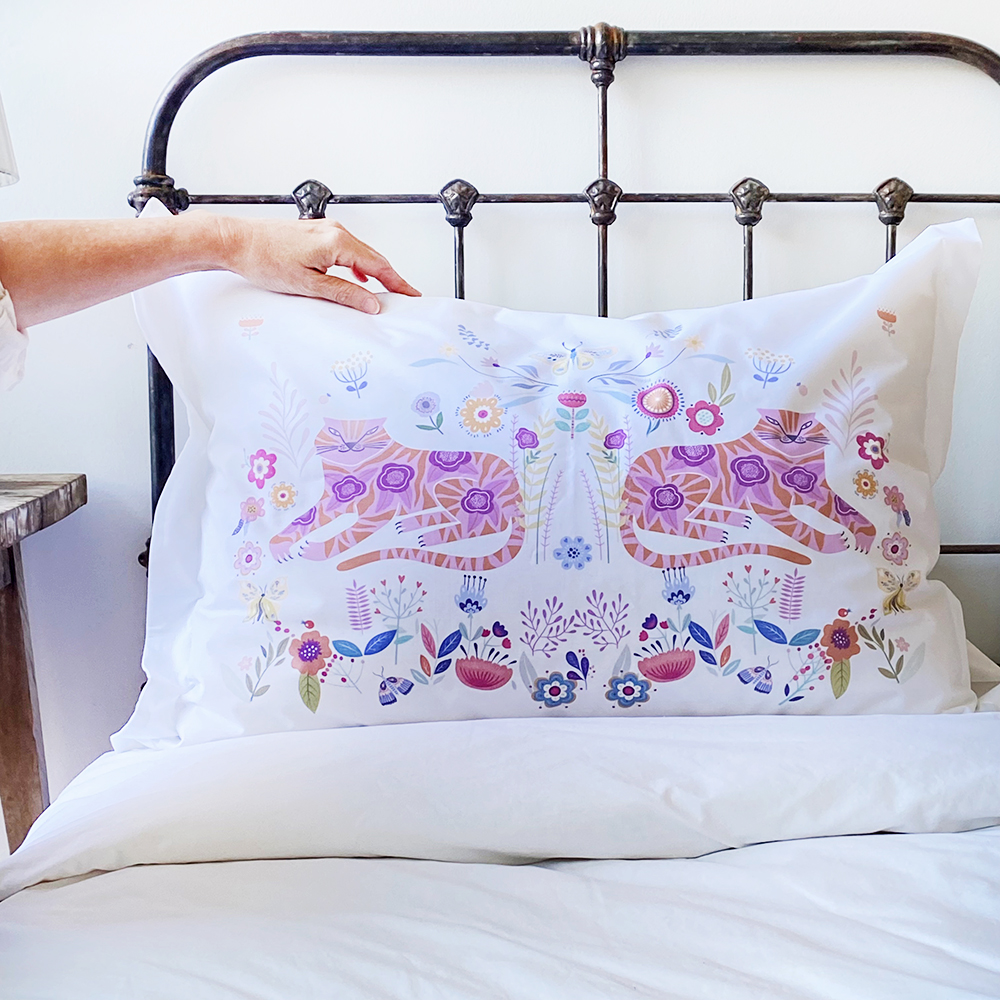 FUNDA TUYO PRINT ALMOHADA WILD CAT 70 X 50 CM ALGODÓN BLANCO - 3