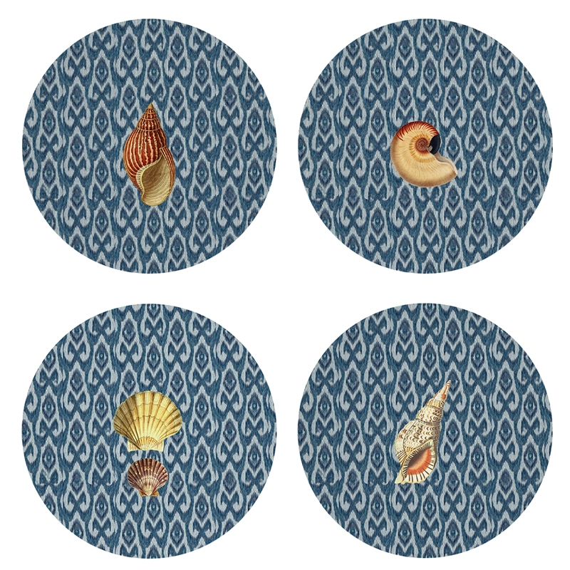 Set 4 BAJOPLATOS BAHIA AZUL - CON BASE - 1